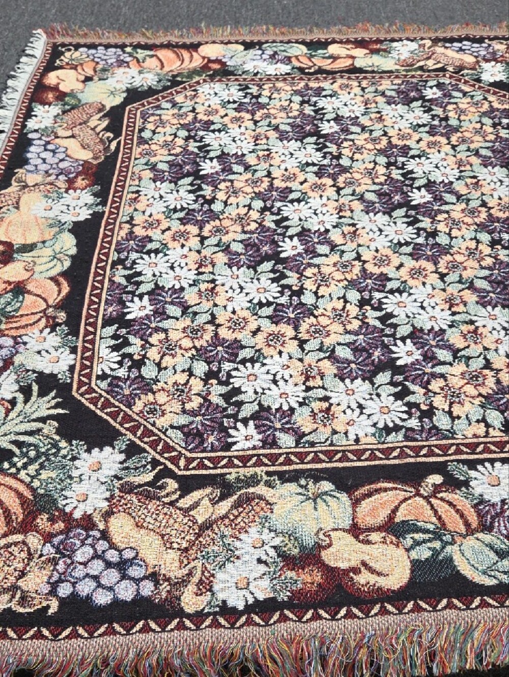 Floral Harvest Woven Throw / The Edith collection blanket/ throw 46" x 52" - Picture 5 of 7